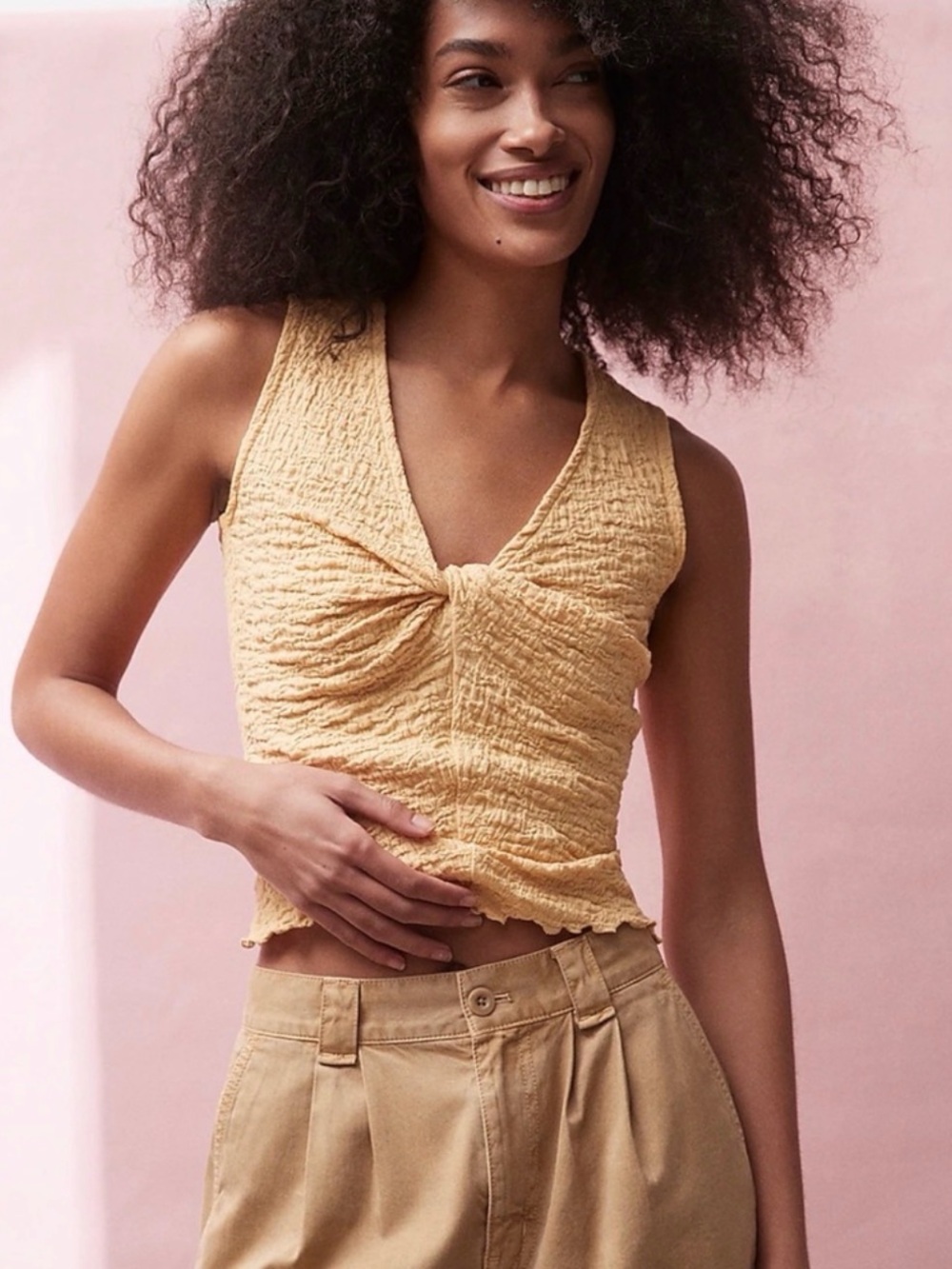 madewell Popcorn-Knit Twist-Front Sleeveless Top